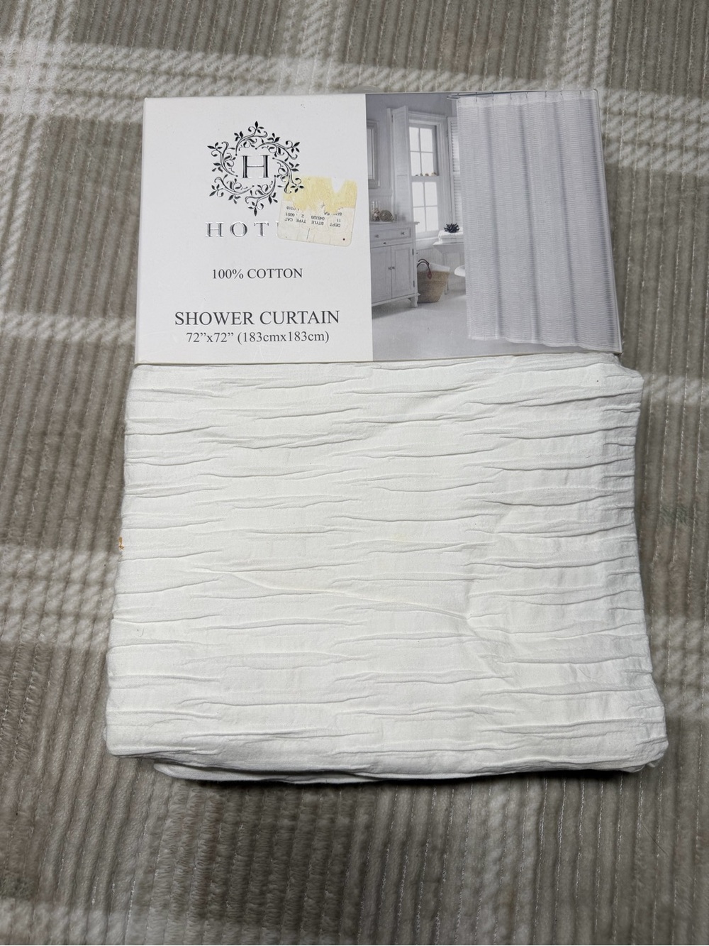Hotel Collection White Textured 100% Cotton Shower Curtain